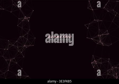Abstract Split Layout Geometric Network Plexus Background, Connected Dots Lines Technology Copy Space Vector Wallpaper, Futuristic Molecular Web Node Stock Vector