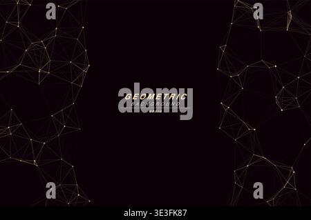 Abstract Split Layout Geometric Network Plexus Background, Connected Dots Lines Technology Copy Space Vector Wallpaper, Futuristic Molecular Web Node Stock Vector