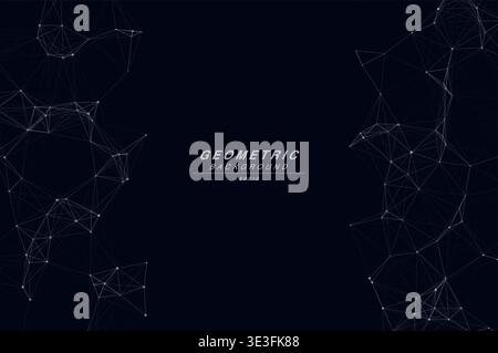 Abstract Split Layout Geometric Network Plexus Background, Connected Dots Lines Technology Copy Space Vector Wallpaper, Futuristic Molecular Web Node Stock Vector