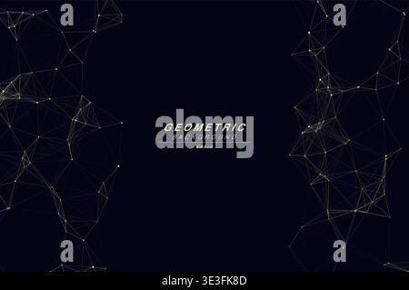 Abstract Split Layout Geometric Network Plexus Background, Connected Dots Lines Technology Copy Space Vector Wallpaper, Futuristic Molecular Web Node Stock Vector