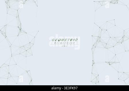 Abstract Split Layout Geometric Network Plexus Background, Connected Dots Lines Technology Copy Space Vector Wallpaper, Futuristic Molecular Web Node Stock Vector