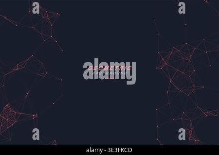 Abstract Split Layout Geometric Network Plexus Background, Connected Dots Lines Technology Copy Space Vector Wallpaper, Futuristic Molecular Web Node Stock Vector