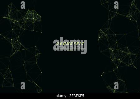Abstract Split Layout Geometric Network Plexus Background, Connected Dots Lines Technology Copy Space Vector Wallpaper, Futuristic Molecular Web Node Stock Vector