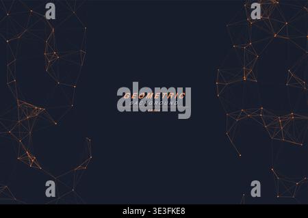Abstract Split Layout Geometric Network Plexus Background, Connected Dots Lines Technology Copy Space Vector Wallpaper, Futuristic Molecular Web Node Stock Vector