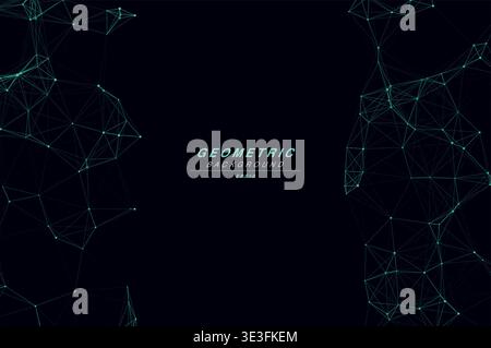 Abstract Split Layout Geometric Network Plexus Background, Connected Dots Lines Technology Copy Space Vector Wallpaper, Futuristic Molecular Web Node Stock Vector