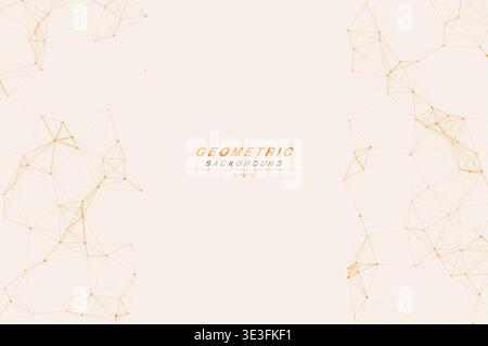 Abstract Split Layout Geometric Network Plexus Background, Connected Dots Lines Technology Copy Space Vector Wallpaper, Futuristic Molecular Web Node Stock Vector