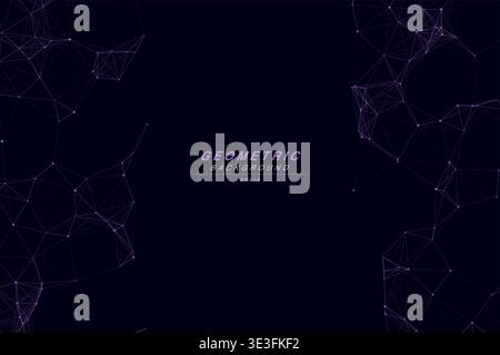 Abstract Split Layout Geometric Network Plexus Background, Connected Dots Lines Technology Copy Space Vector Wallpaper, Futuristic Molecular Web Node Stock Vector