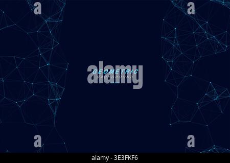Abstract Split Layout Geometric Network Plexus Background, Connected Dots Lines Technology Copy Space Vector Wallpaper, Futuristic Molecular Web Node Stock Vector