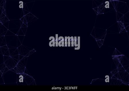 Abstract Split Layout Geometric Network Plexus Background, Connected Dots Lines Technology Copy Space Vector Wallpaper, Futuristic Molecular Web Node Stock Vector