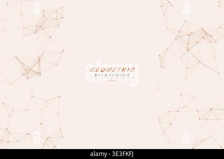 Abstract Split Layout Geometric Network Plexus Background, Connected Dots Lines Technology Copy Space Vector Wallpaper, Futuristic Molecular Web Node Stock Vector