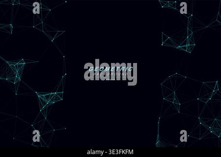 Abstract Split Layout Geometric Network Plexus Background, Connected Dots Lines Technology Copy Space Vector Wallpaper, Futuristic Molecular Web Node Stock Vector