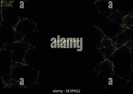 Abstract Split Layout Geometric Network Plexus Background, Connected Dots Lines Technology Copy Space Vector Wallpaper, Futuristic Molecular Web Node Stock Vector