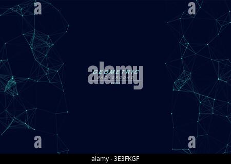 Abstract Split Layout Geometric Network Plexus Background, Connected Dots Lines Technology Copy Space Vector Wallpaper, Futuristic Molecular Web Node Stock Vector