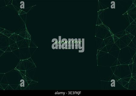 Abstract Split Layout Geometric Network Plexus Background, Connected Dots Lines Technology Copy Space Vector Wallpaper, Futuristic Molecular Web Node Stock Vector