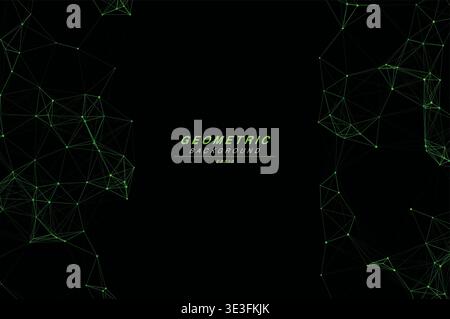 Abstract Split Layout Geometric Network Plexus Background, Connected Dots Lines Technology Copy Space Vector Wallpaper, Futuristic Molecular Web Node Stock Vector