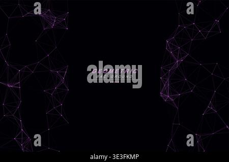 Abstract Split Layout Geometric Network Plexus Background, Connected Dots Lines Technology Copy Space Vector Wallpaper, Futuristic Molecular Web Node Stock Vector