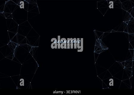 Abstract Split Layout Geometric Network Plexus Background, Connected Dots Lines Technology Copy Space Vector Wallpaper, Futuristic Molecular Web Node Stock Vector