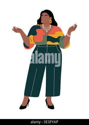 A Confident plus size Latina woman standing  Stock Vector