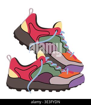 Pair of vibrant and fashionable hiking sneakers Stock Vector