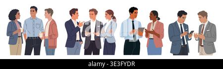 Set of diverse business people in meetings Stock Vector