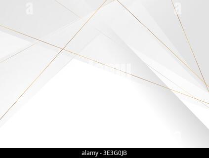 Grey stripes and golden lines abstract geometric minimal background. Vector corporate graphic design Stock Vector