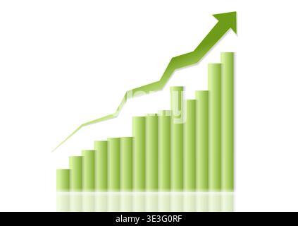 Abstract green growing financial linear graph chart background. Vector arrow tech design Stock Vector