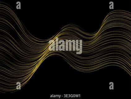 Shiny golden sparkling linear waves abstract background. Minimal vector elegant design Stock Vector