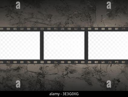 Blank film strip on the grunge wall texture abstract background. Vector design Stock Vector