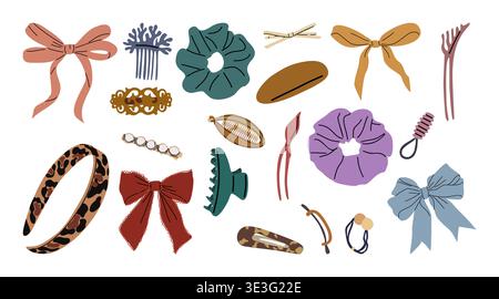 Set of hair accessories hairpins, clips, combs Stock Vector