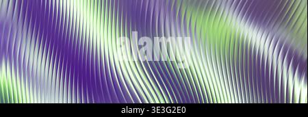 Abstract Holographic Metallic Wavy Background. Purple and Green Fluid Gradient Stock Photo
