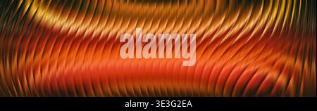 Abstract Red Gold Metallic Wave Background with Flowing Curved Stock Photo