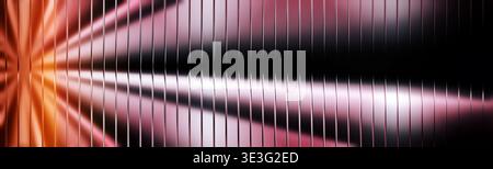 Abstract background with vertical fluted glass texture and vibrant neon light Stock Photo