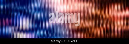 Cinematic contrasting blue and orange corrugated metallic lines motion background Stock Photo