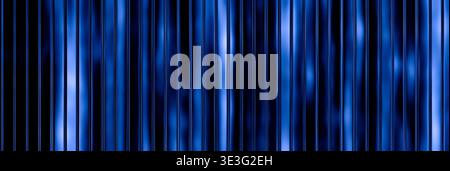 Abstract dark blue vertical ribbed glass texture background loop with glowing Stock Photo