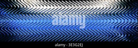 Abstract Blue White Metallic Wavy Background with Glossy Zigzag Stock Photo