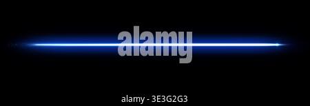 Blue Glowing Laser Beam Isolated on Black Stock Photo