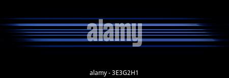 Blue Glowing Horizontal Light Streaks Isolated on Black Stock Photo