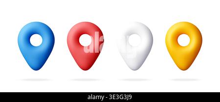 Set of colorful 3d map pointer icons Stock Vector