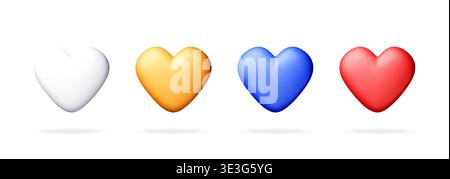 Set of four colorful 3D heart shapes. Stock Vector