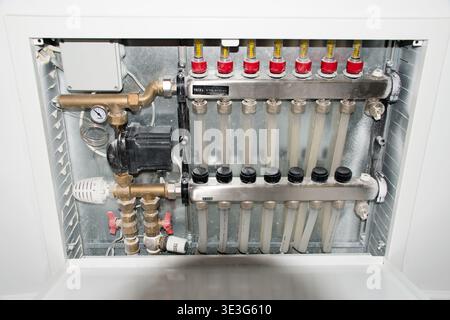 Water floor heating system close up. Stock Photo