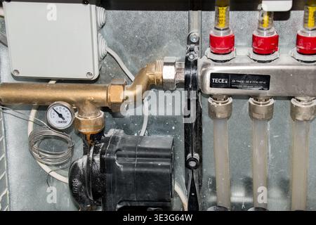 Water floor heating system close up. Stock Photo