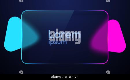 Sleek glassmorphism frame with vibrant neon colors on a dark background. Ideal for modern digital design. Vector illustration Stock Vector