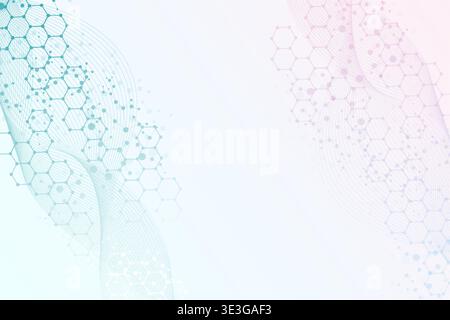 Health care abstract background with lines, dots and hexagons. Medical innovation banner template concept. illustration. Stock Vector