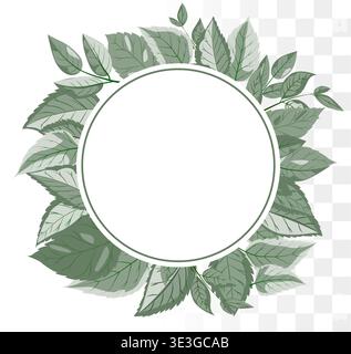 Modern Botanical Square Frame Minimalist Dusty Sage Green Leaves for Organic Skincare Branding, Wellness Identity and Wedding Invitations. Clean Paths Stock Vector