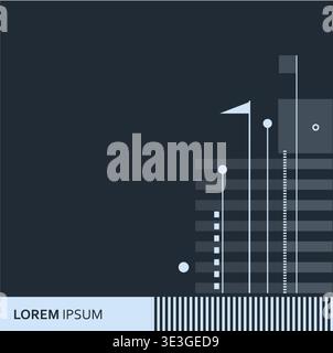 Abstract digital vector artwork featuring vertical lines with circular nodes, layered over dark background Stock Vector