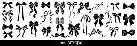Silhouetted bows in various styles and sizes Stock Vector