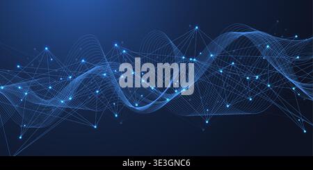 Global network connection concept. Big data visualization. Social network communication in the global computer networks. Internet technology. Business Stock Vector