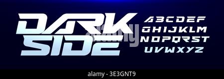 Modern Heavy Italic Font, Sport Letters Set, Bold Futuristic Geometric Alphabet, Wide Typeface. Cyber Scifi Gaming Typography for Techno Future Sport Stock Vector