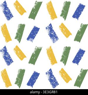 Random crayon pencil dash diagonal lines seamless pattern. Pastel yellow, green, blue summer coastal pattern design. Abstract mediterranean amalfi Ita Stock Vector