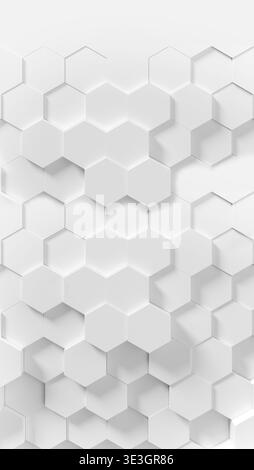 Abstract white hexagonal pattern creating a modern three-dimensional clean geometric background texture Stock Photo